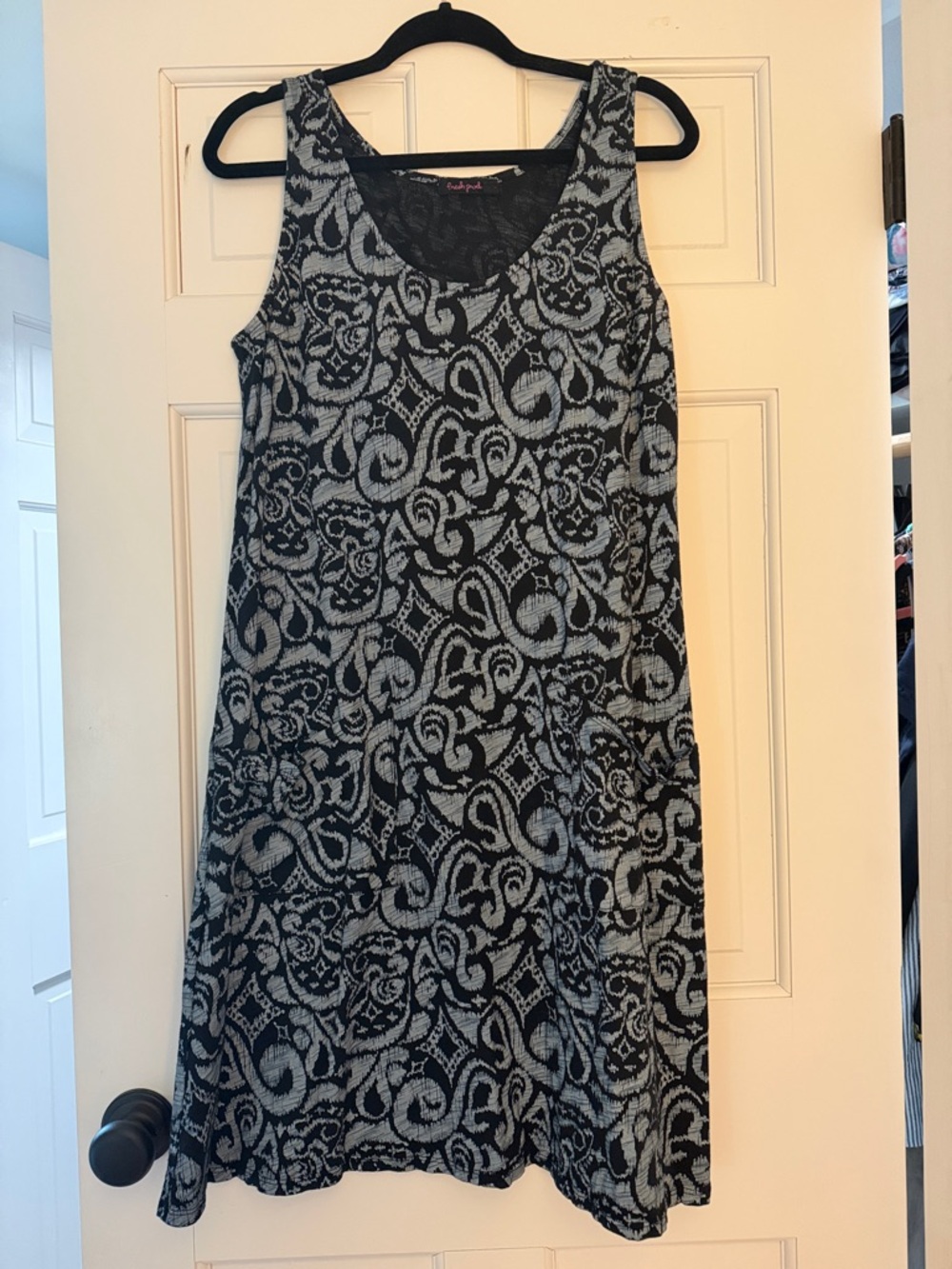 fresh produce Black & Gray Patterned Midi Tank Dress